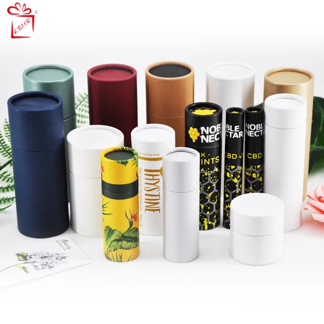 Customize Logo Luxury Kraft White Paper Cardboard Box Tube Package For Gift Candle Cosmetic Jar Bottle Essential Oil Bottle