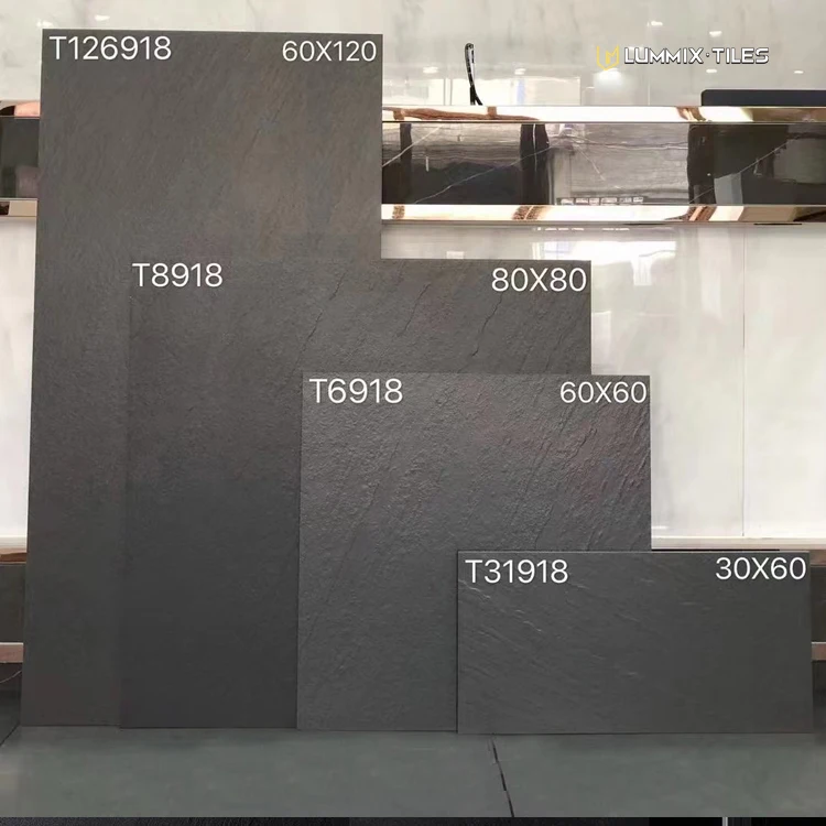 Foshan manufacturers 600*1200MM Black/white concave and convex fire surface non-slip floor wall tile