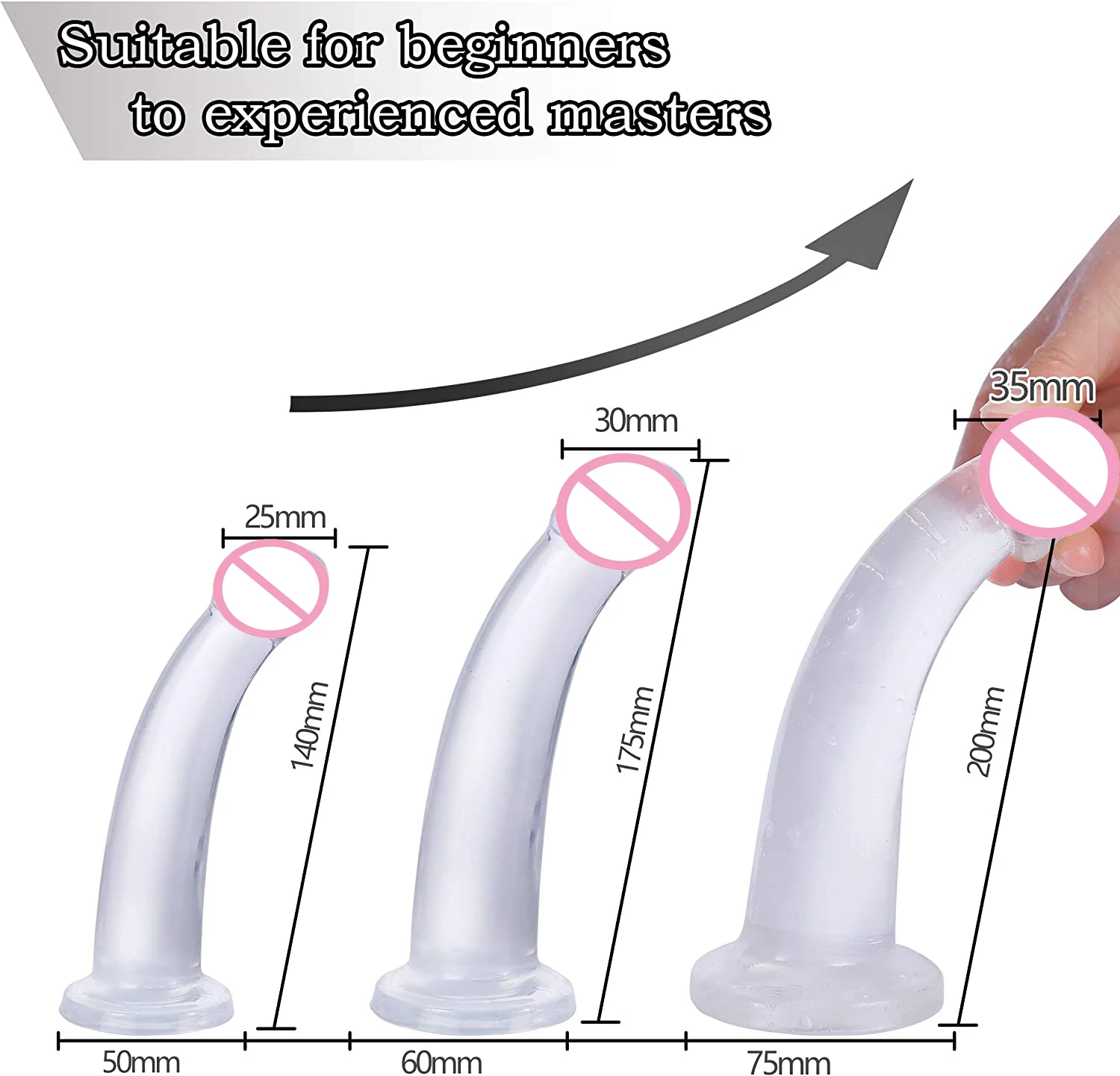 Прозрачная Анальная пробка в форме гриба набор из трех предметов для мужской и женской мастурбации секс-игрушки взрослых