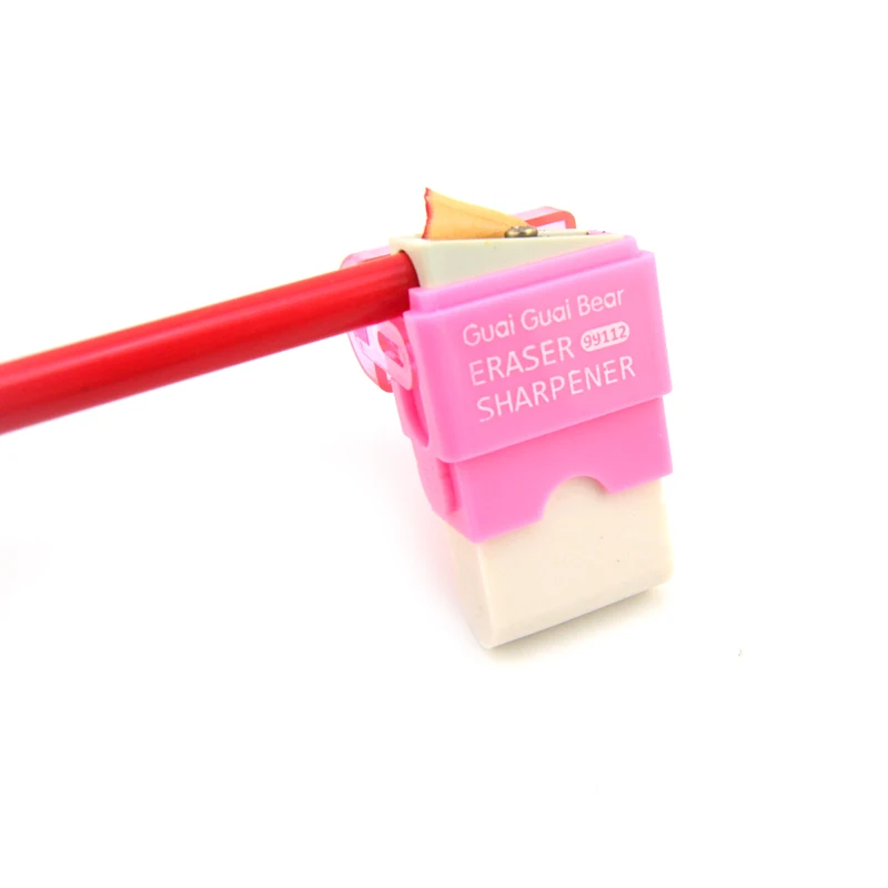 Multi function pencil sharpener and eraser Customized logo stationary for promotion Kids stationery