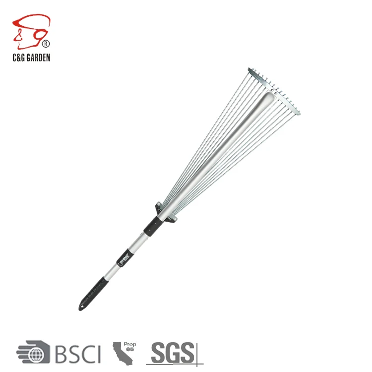 RK15-203 15Tines Garden leaf rake with Aluminium tube steel rake garden adjustable kid rakes