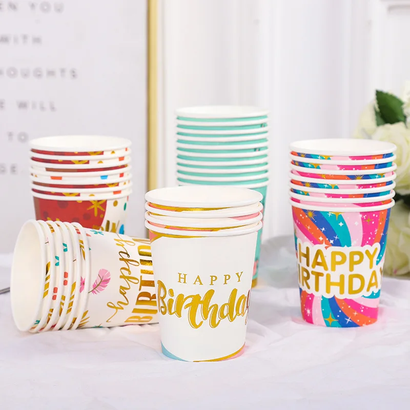 Hot Sale Birthday Disposable Juice Cold Drink Double Wall White Coffee Paper Cups