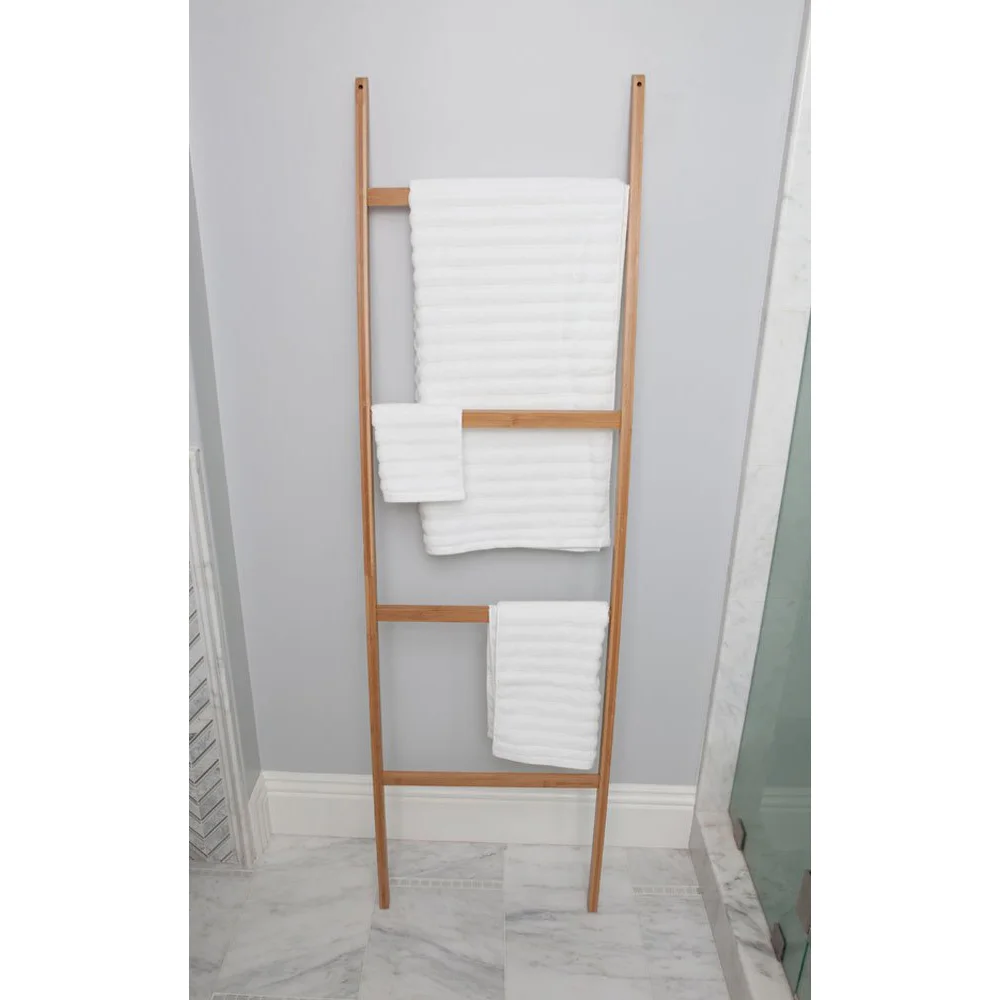 Bamboo Ladder Towels Bathroom Decorate Bamboo Ladder Household Standing Towel Rack