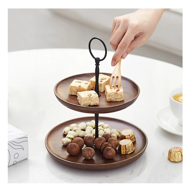 Cake and cookies tiered 2 tier tray tray serving wooden tray