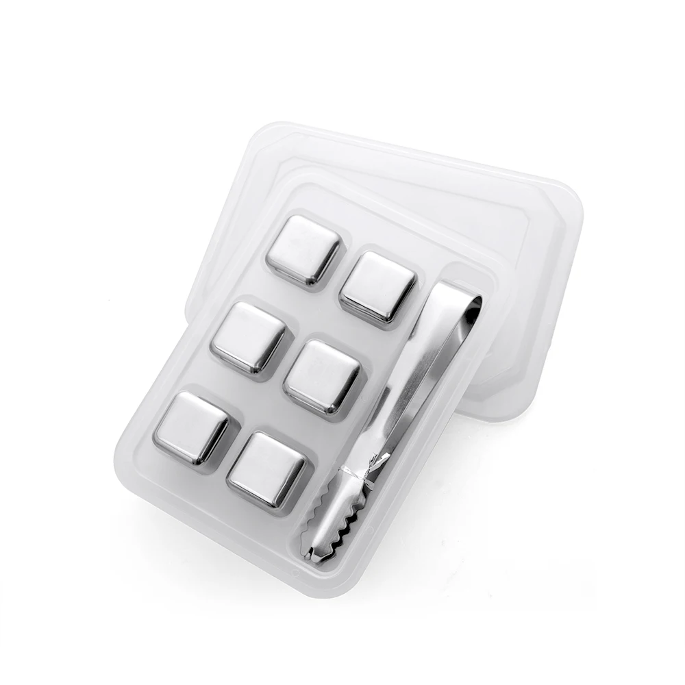 Bar accessories ice mold frozen whiskey stones rocks stainless steel ice cubes with tongs