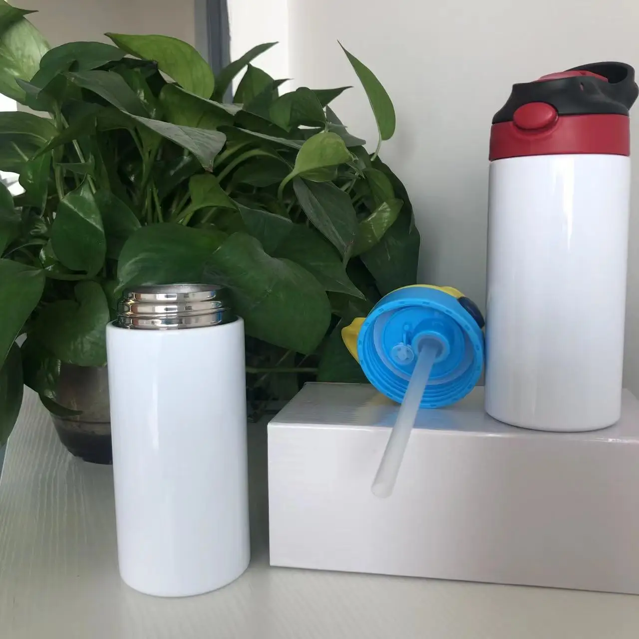 Amazon Hot Sale Sipper cup with straw lids straight Sublimation tumbler blanks Kids Water Bottle