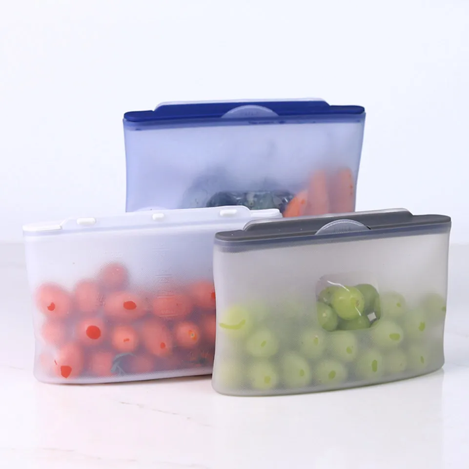 Eco-friendly OEM/ODM 750ml 1500ml reusable food grade silicone food storage bag sets