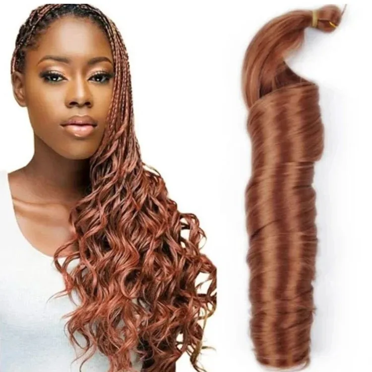 65 Color 60 Strands Synthetic Deep Pre Loop Weaving Curly Extension Ombre Braids Crochet French Curl braid Hair