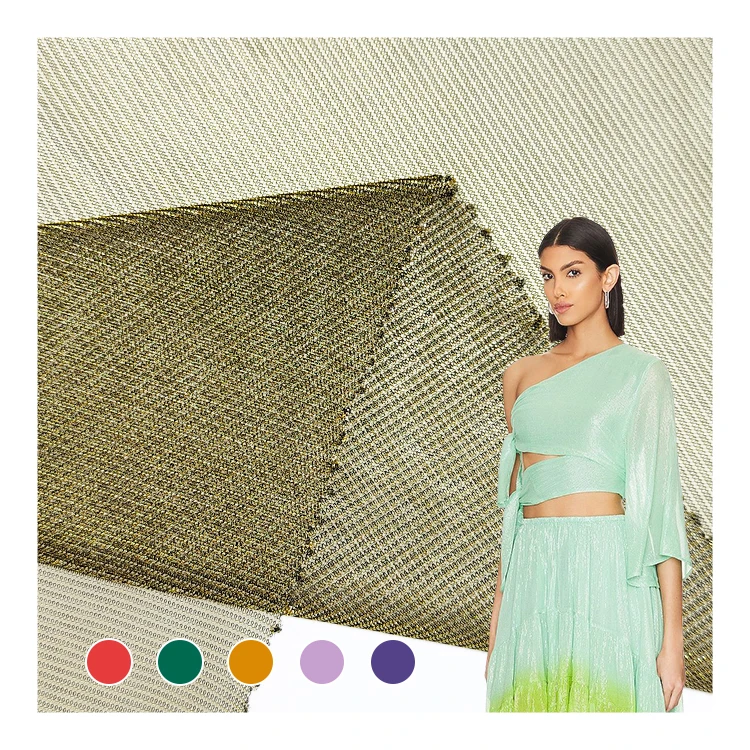 New Design Metal Fiber Material Mesh Fabric For Clothing, Fashion Gold Metallic Knit Fabric For Dresses/