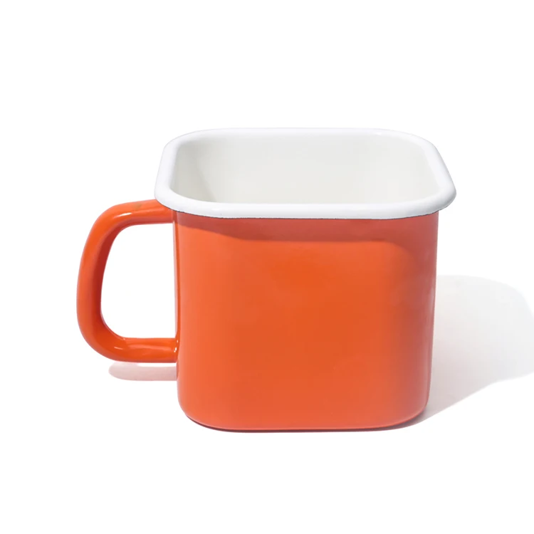 Square Storage Box Enamel Container Milk Pot With Silicone Lid