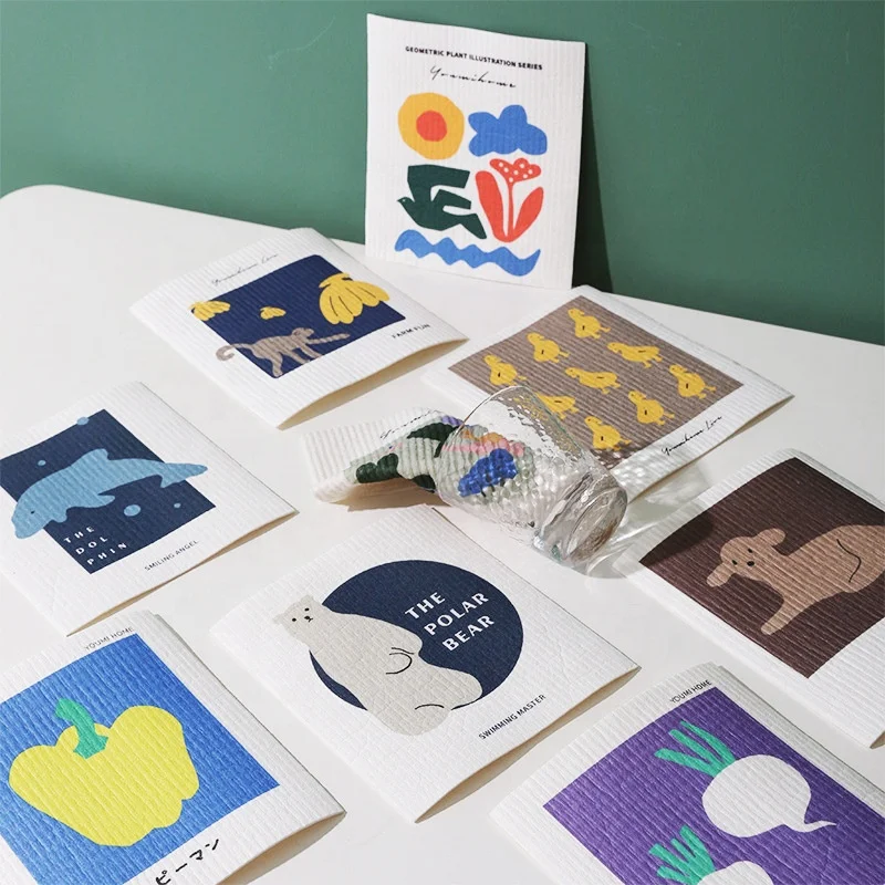 Creative Kitchen Absorbent Fast Dry Cleaning Cloth Towel Reusable Swedish Dishcloth Cellulose Sponge Cloths