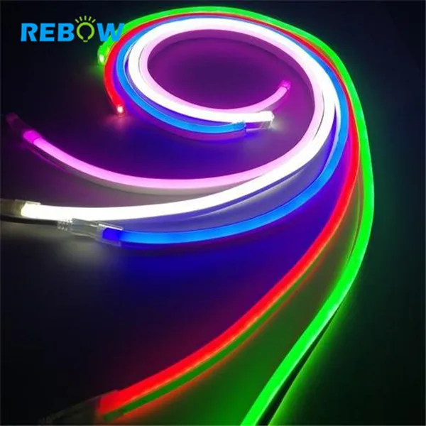 Rebow China Neon Strip High Lumens Silicon 12V Rgb Led Neon Flex Strip Light 220V For Ceiling