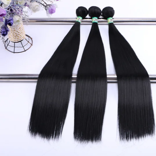 
Hot Sale Machine Double Weft Synthetic Long Straight Wig Lace Front Wigs Hair Extensions 