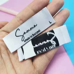 Custom cheap offset printing brand logo size standard back neck apparel clothing woven main  labels