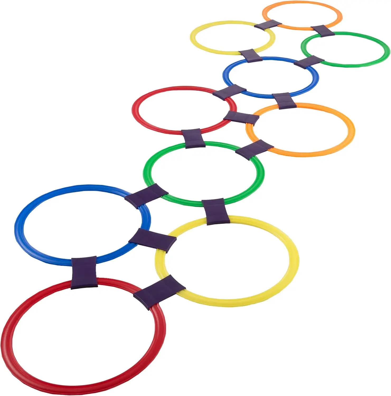 Wellshow Hopscotch Ring Game-10 Multi-Colored Plastic Rings and 15 Connectors for Indoor or Outdoor Use-Fun Creative Play Set