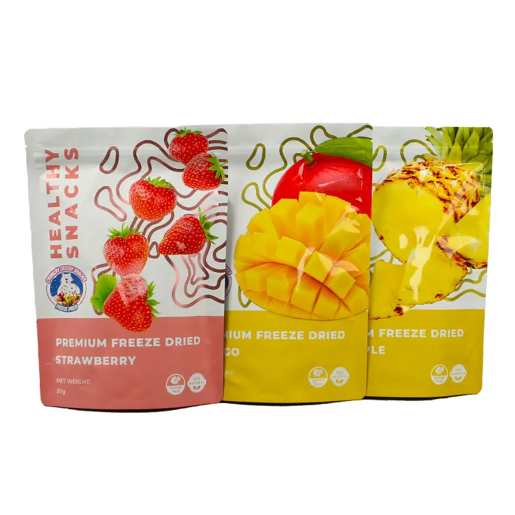 Freeze-dried Fruit Packaging Natural Rice Cracker Baby Food Snack Pouch With Zipper Bags Stand Up Bag