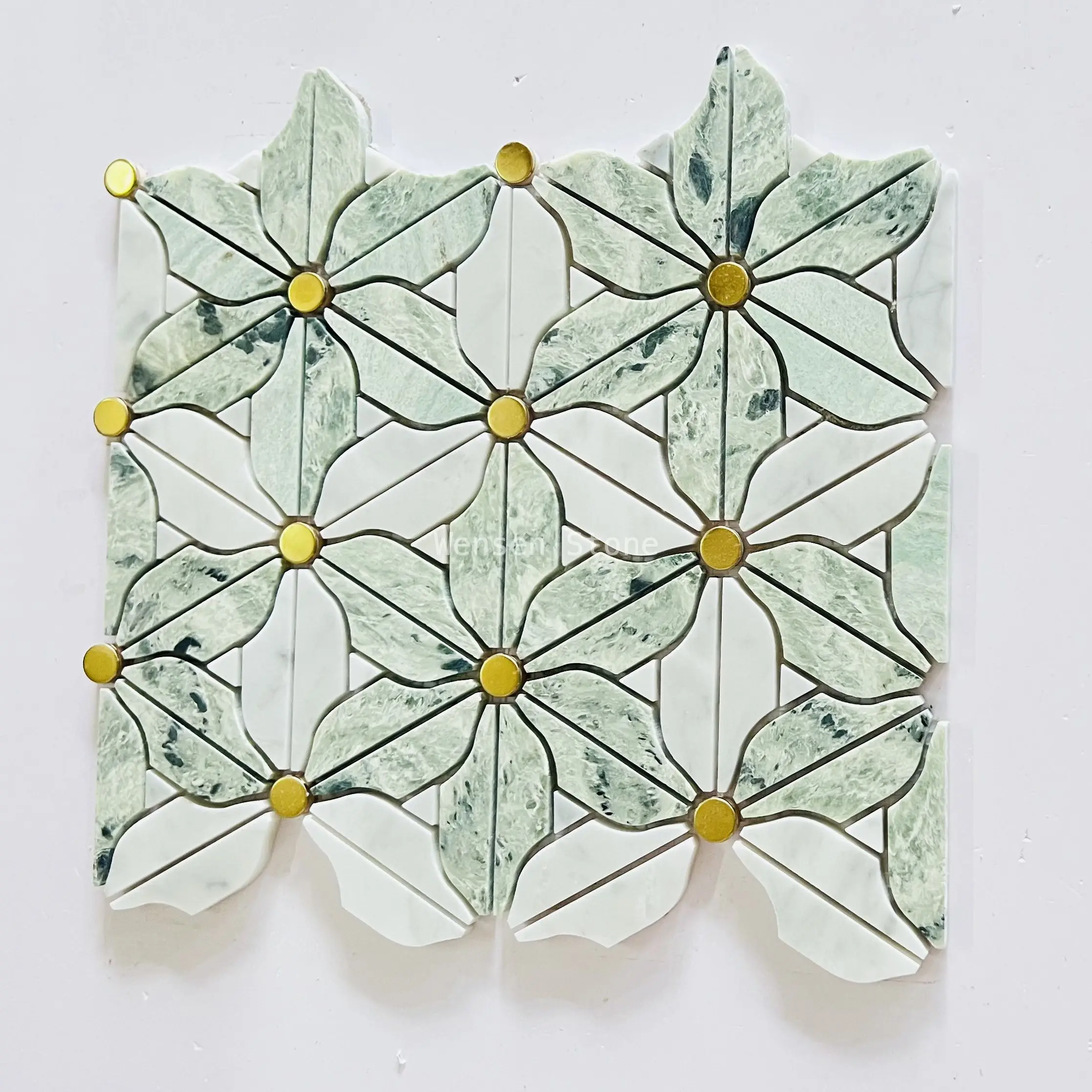 Декоративная мозаичная плитка белая мраморная мозаика полы смесь латунная