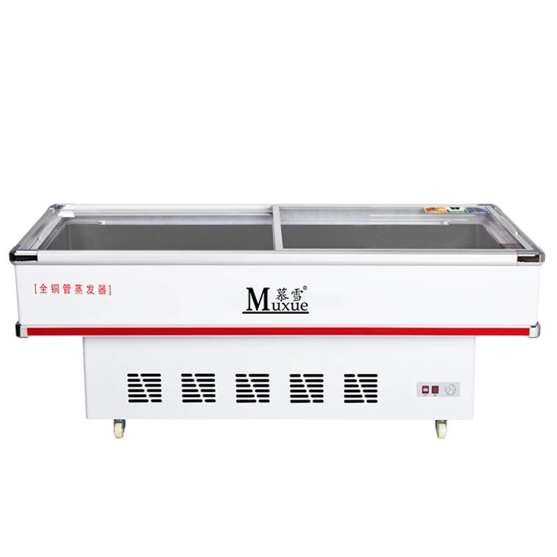 MUXUE supermarket display meat showcase chest freezer sliding glass door sea food freezer for market
