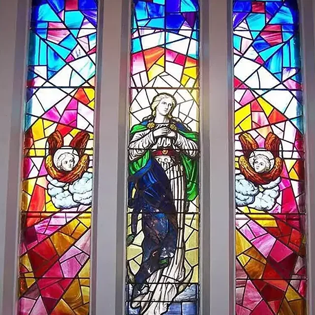 Custom various colored stained glass patterned design church building glass for cathedral
