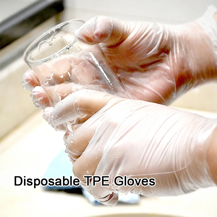 
Household Disposable Manufacturer Price 100 Pcs Blue Black Kitchen Dish Washing Cleaning Food Plastic PE Cpe Tpe Hand Gloves 