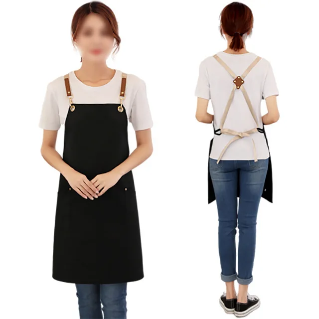 Korean Fashion Cute Canvas Apron Baking Barber Milk Tea Coffee Shop Florist Apron Customization