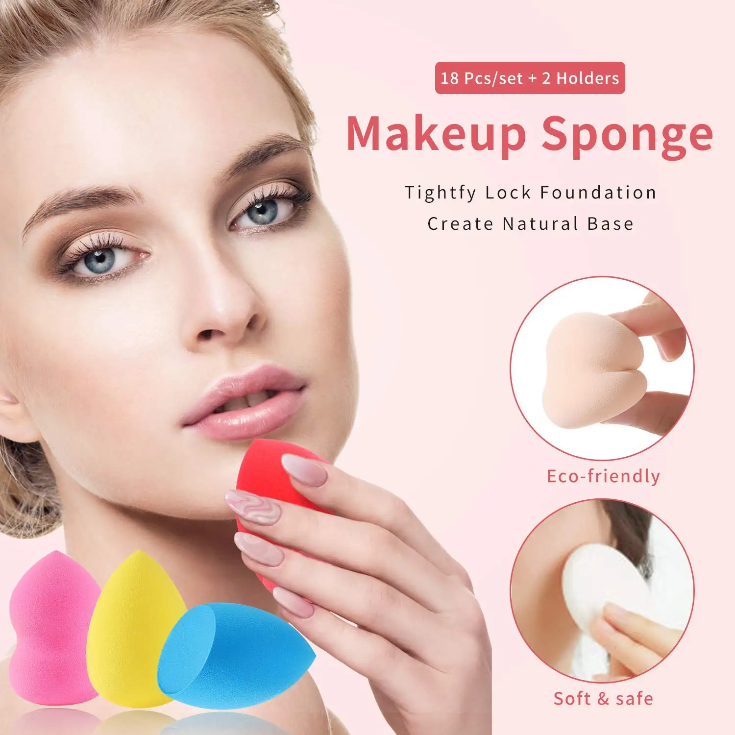 Hot custom silicone sponge cleaner holder gift set latex free cosmetic make up sponge private label beauty packaging blender