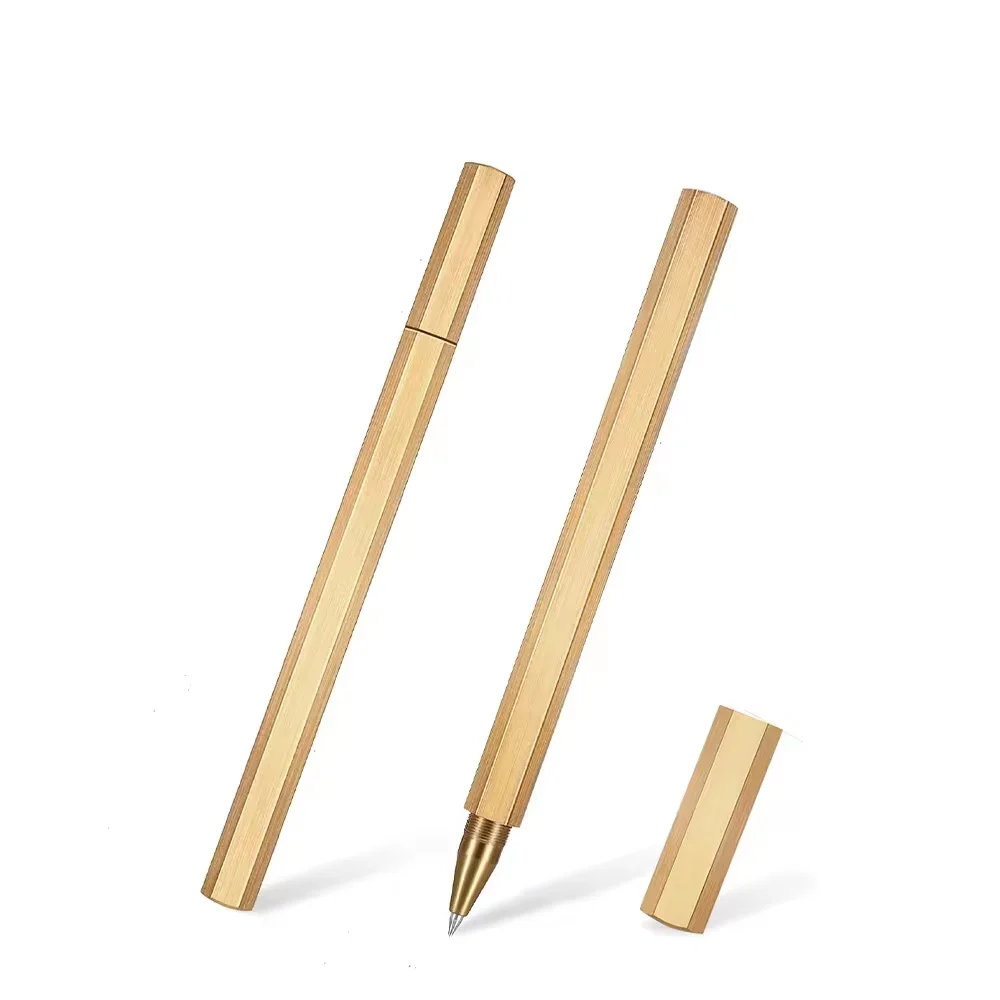 Hexagon Brass Metal Ball Pen Smoothly Writing Roller Ballpoint Pen for Gift Signature Pen