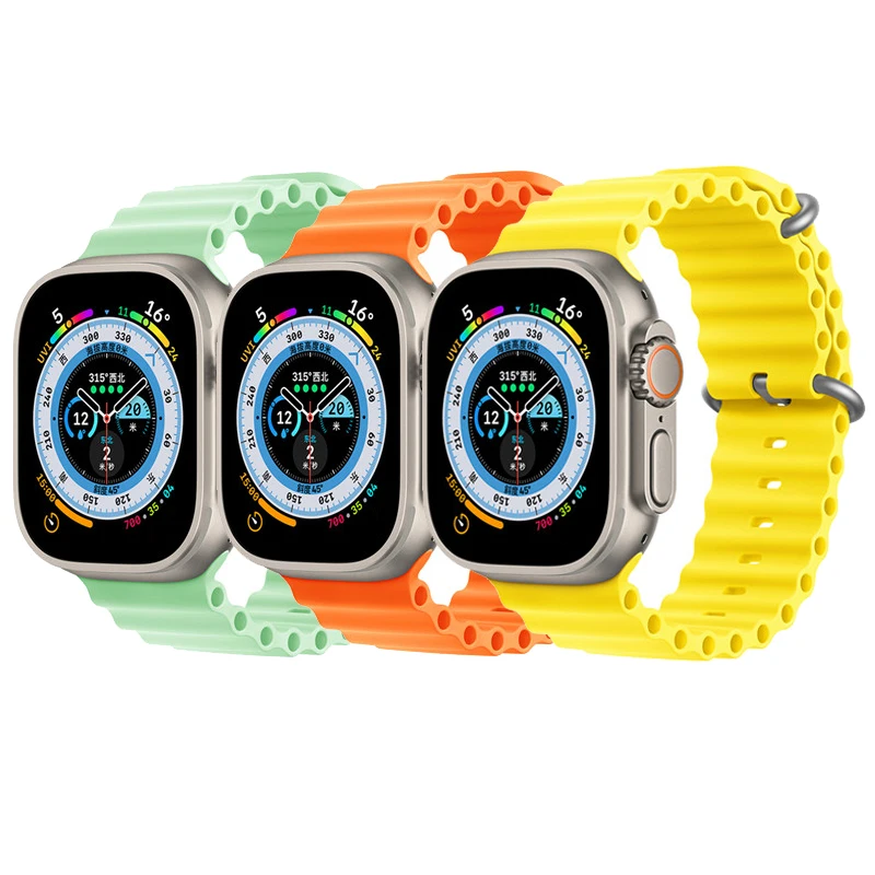 Ocean Band for Apple Watch Ultra Strap series 8 7 6 5 4 3 se Silicone Bracelet for iWatch 49mm 44mm 40mm 45mm 42mm 38mm Bands