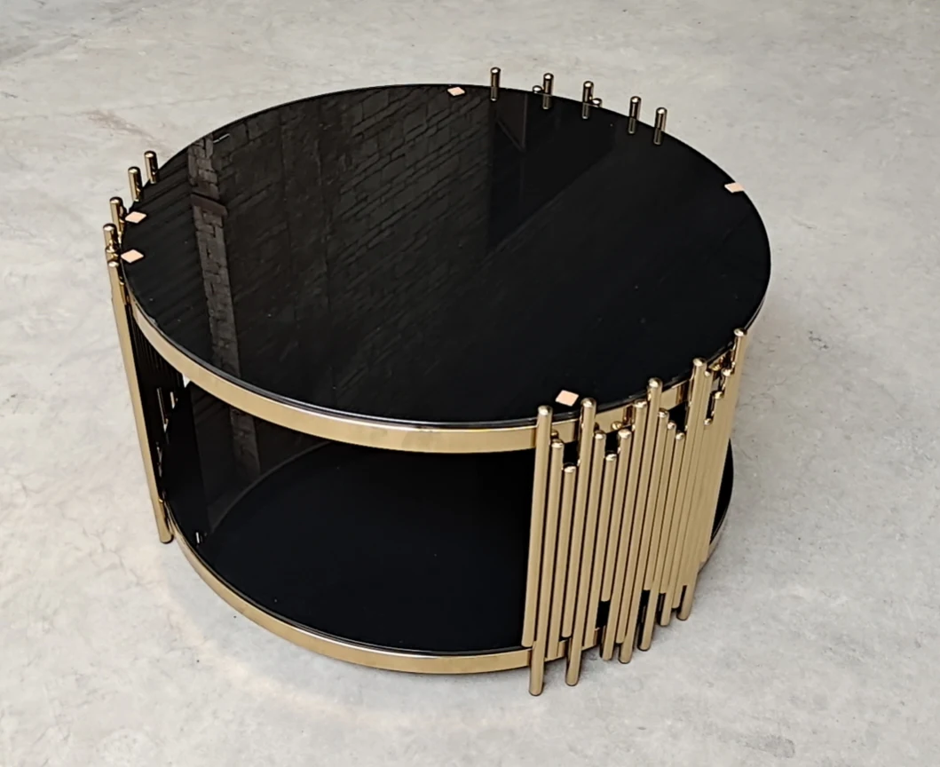 High Fashion Stainless Steel Living Room Round Coffee Table Furniture In Gold or Silver
