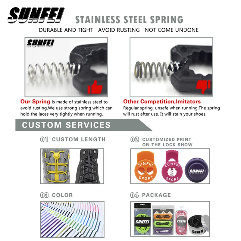 sunfei flat No-Tie Elastic Strings af1 Lock elastic laces without tie custom Tieless Shoe Laces No Knot elastic cord shoelace