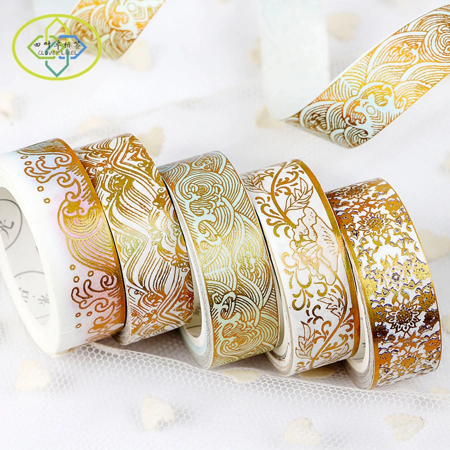 Hot sale custom 15mm decoration paper gold foil tape diy masking foil washi tape
