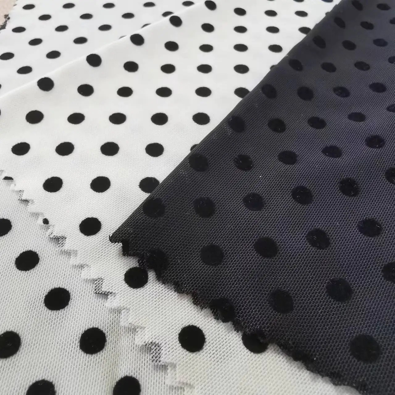 100% polyester high quality swiss polka dot flocking pattern printed tulle mesh fabric for dress