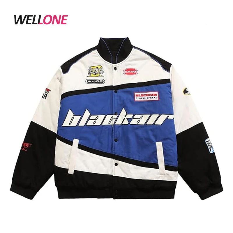 Unisex Adults Outwear Zip Up Bomber Baseball Custom Embroidery Nylon F1 Formula Drift Racing Jacket