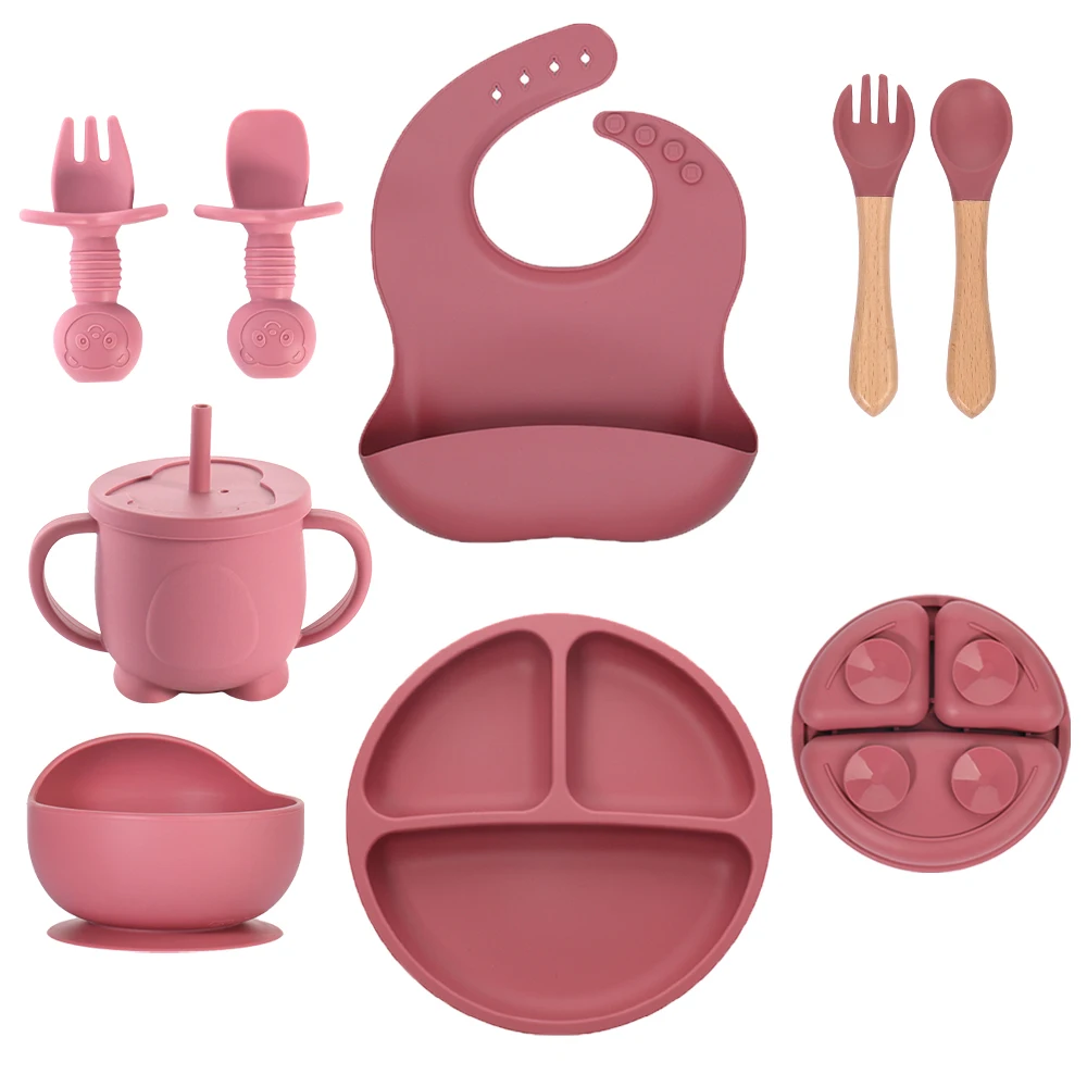 2024 Factory Cheap Price Baby Products Feeding Set Suction Bowl Plate With Spoon And Fork For Training Eating Set