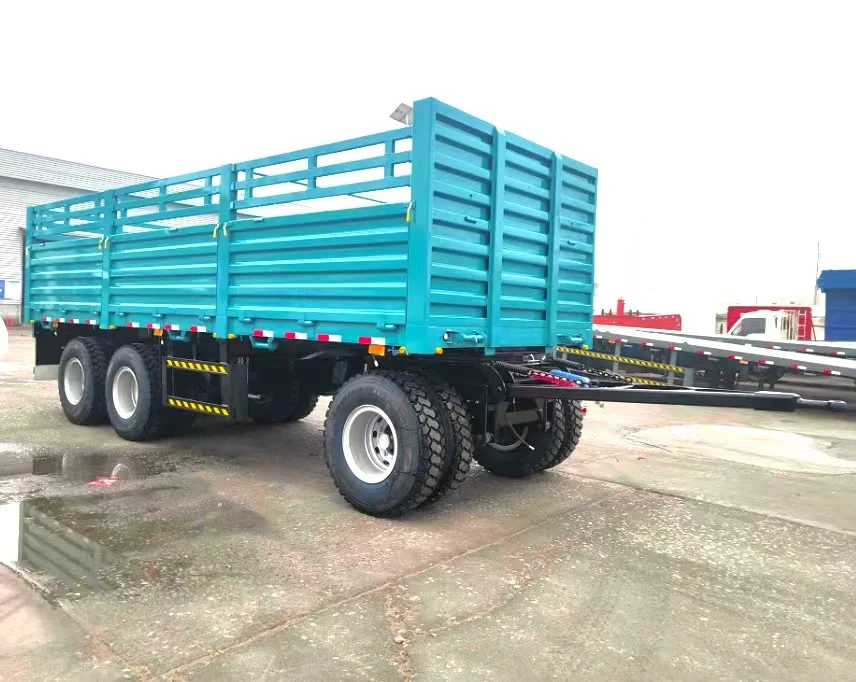 The Fine Quality 2/ 3 Axles Full Trailer Draw Bar Towing Hydraulic End Side Rear Dump Tipper Semi Truck Cargo Trailer