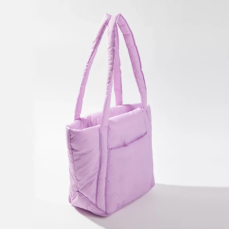 Large Women Custom Puffy Padded Crossbody Handbag shoulder Quilted Nylon Soft Puffer Shopper Tote Bag