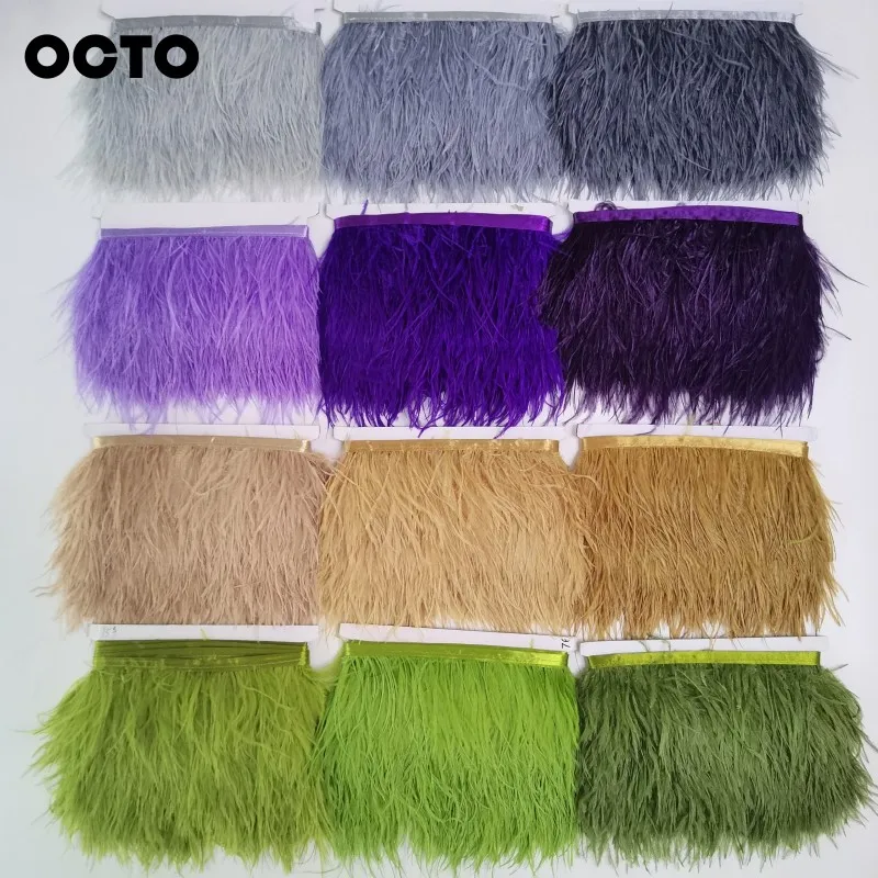 Wholesale Price Ribbon Sewing Feathers Strung Fringe Trimming Lace 8-10CM Fabric Ostrich Feather Trim