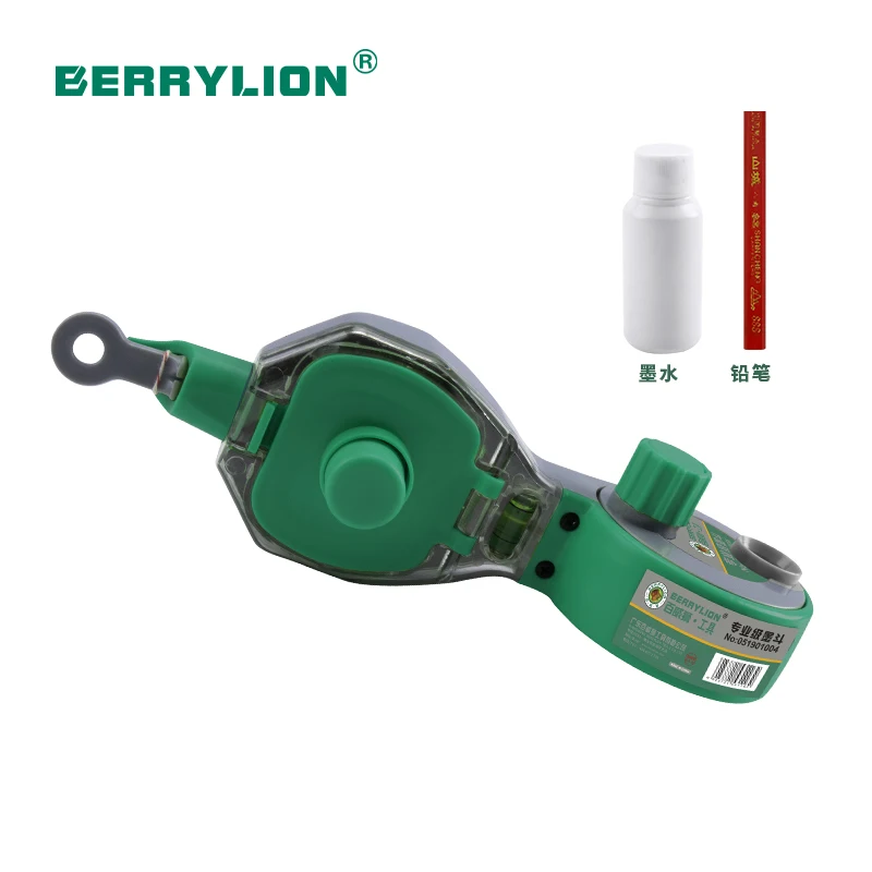 Berrylion 50m Professional Ink Fountain High Quality ABS Carpenter Ink Marker Chalk Line Box Device Woodworking Decorating Tools