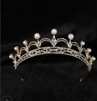 Elegant Crown Pearl Water Diamond Princess Crown Hair Accessories Wedding Bridal Headwear