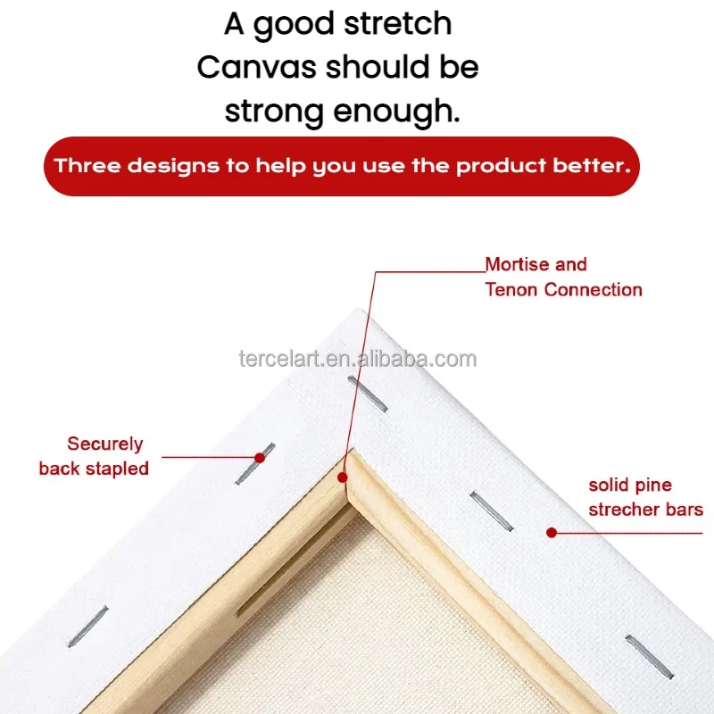 Professional OEM Custom Size Artist 100% Cotton Blank Stretched Artist Canvas for Painting