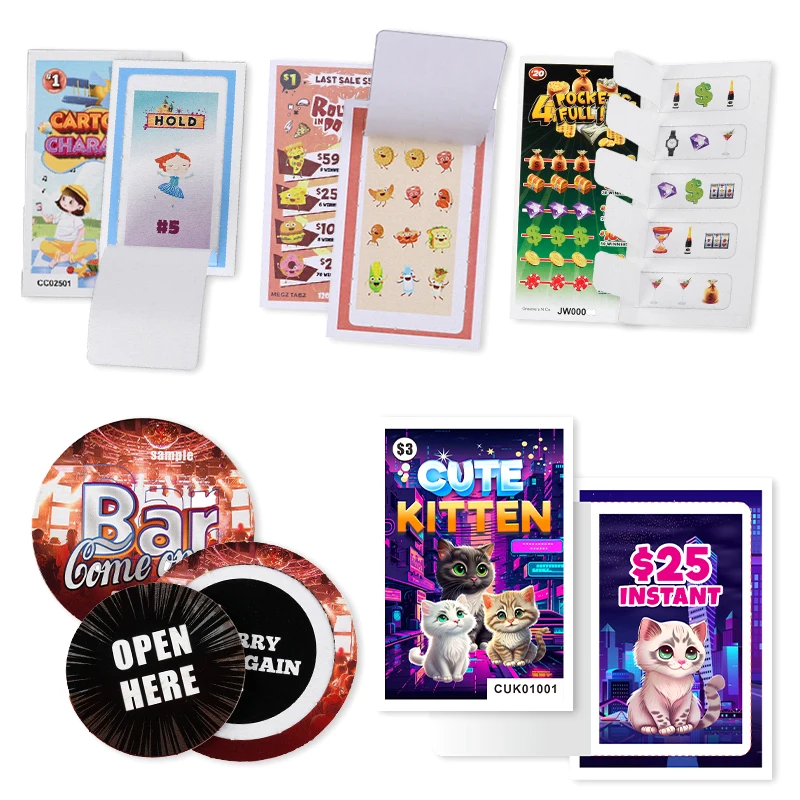 Hidden Prizes Custom Surprises Art Paper Hot stamping  offset printing pull tabs tickets printing for sale