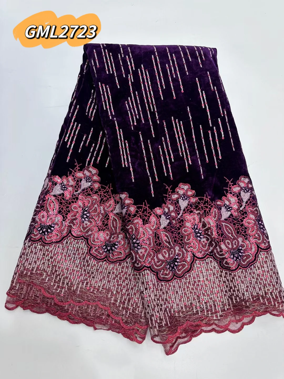 inmyshop 2023 African Sequins Velvet Lace Soft with beads High Quality Stretch Embroidery Nigerian Lace For Bridal Dress Made