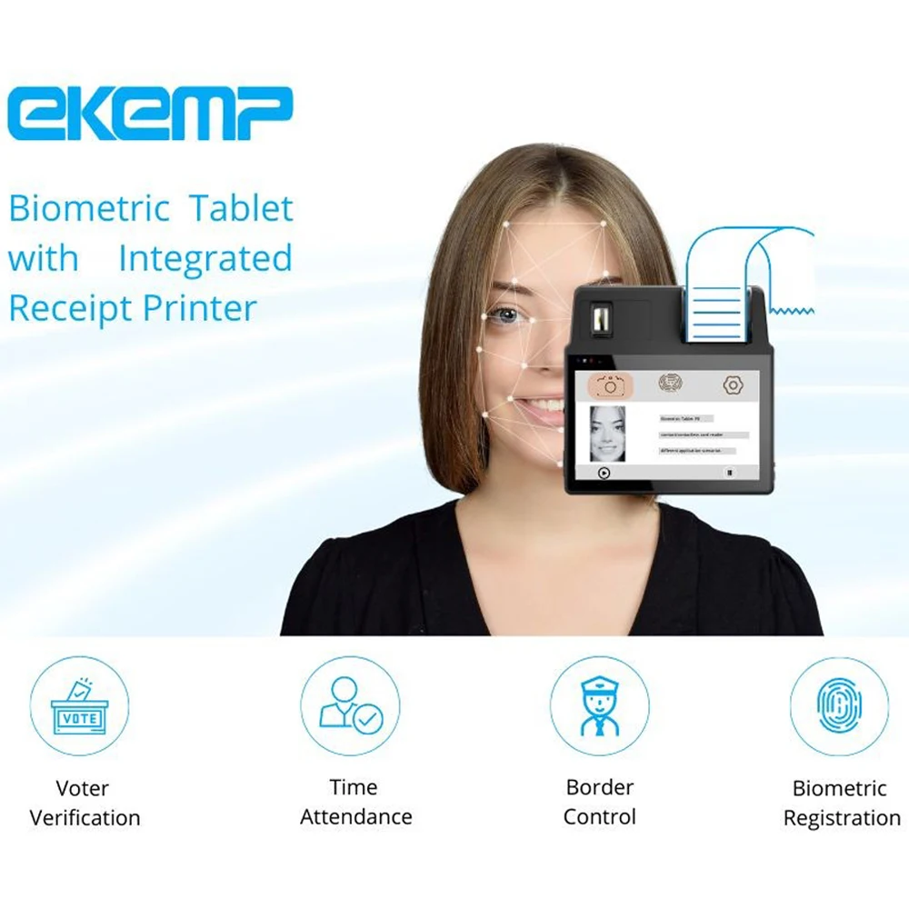 EKEMP Thermal Printer 8' Android Biometric Rugged Tablet IP65 Iris/Fingerprint Passport Face Scanner Mobile Enrollment Device