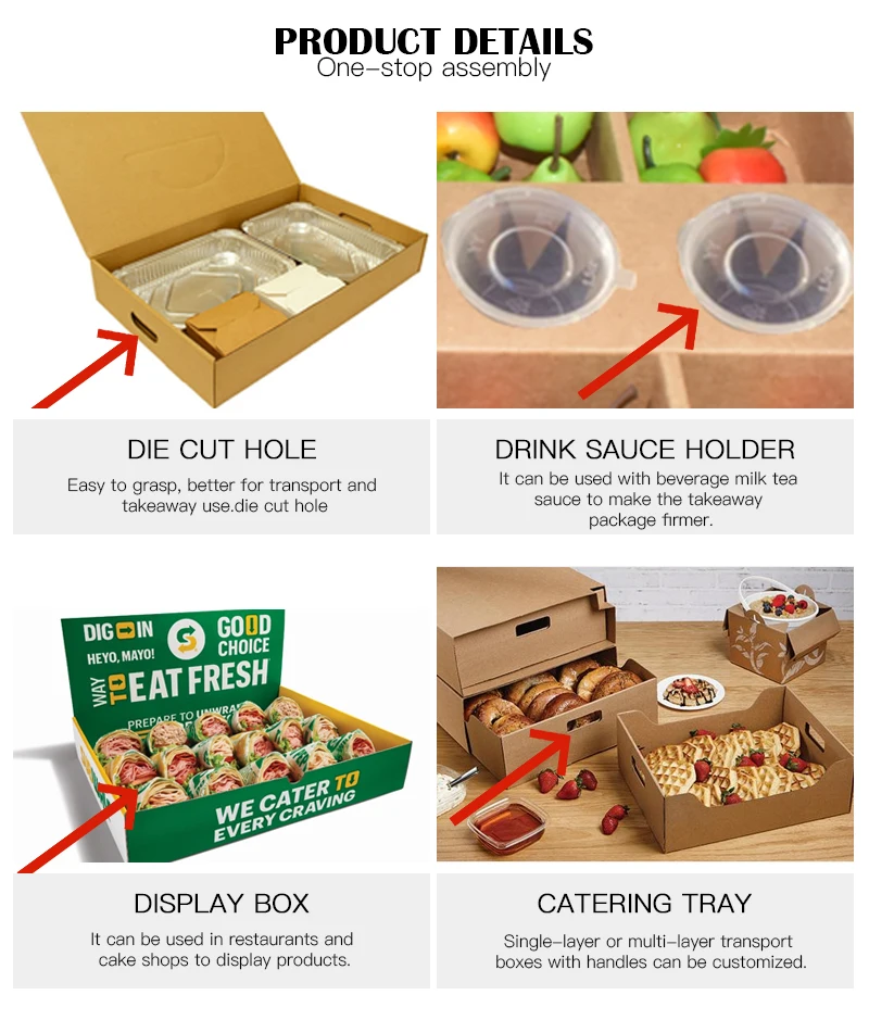 White Corrugated Picnic Pop Up 50Cm Tray Food Packing Catering Box Cardboard