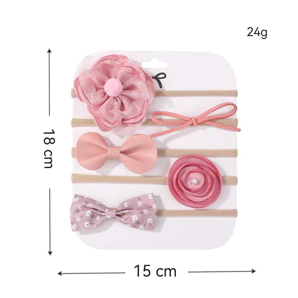 Popularity Newborn Baby Hair Accessories Flowers Bow Headband Set Cute Elastic Soft Nylon Baby Girl Bow Hairbands Headband