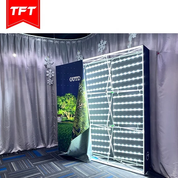 
Foldable Lightweight Portable Aluminum Curved Stretch Fabric Backlight Tradeshow Seg Pop Up Stand Banner 