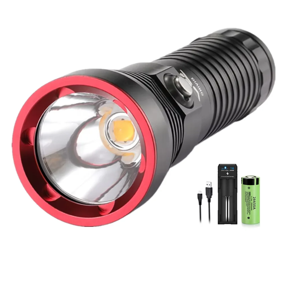 Diving Flashlight mini Scuba Diving Torch Diving Torch Camping Aluminum Alloy  26650 Battery