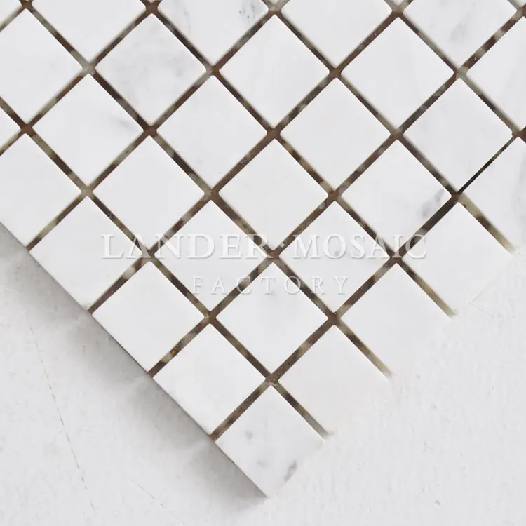 Polished Bianco Carrara White square Marble Mosaic for Kitchen Backsplash