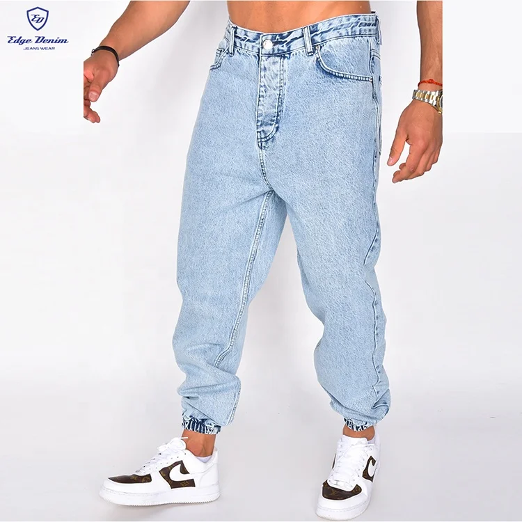 Мужские джинсовые джоггеры EDGE DENIM синие толстые хлопковые облегающие джинсы с индивидуальным логотипом