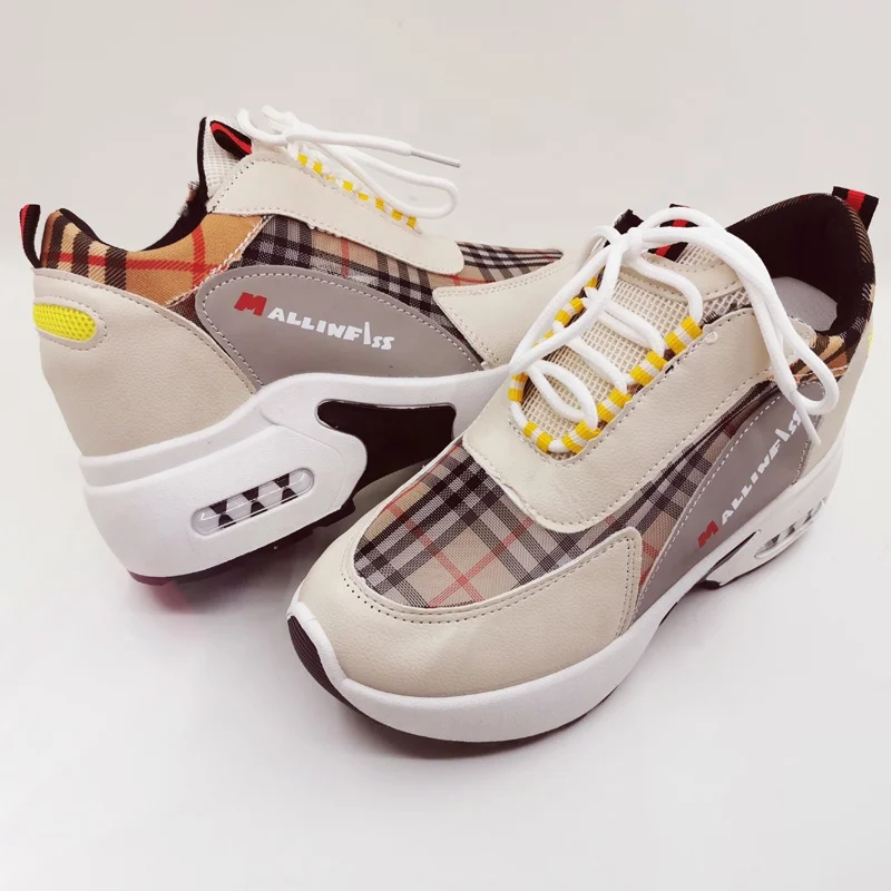 New arrivals 2020 fairly used grid sneakers for women height increasing mesh breathable outdoor sport running shoes
